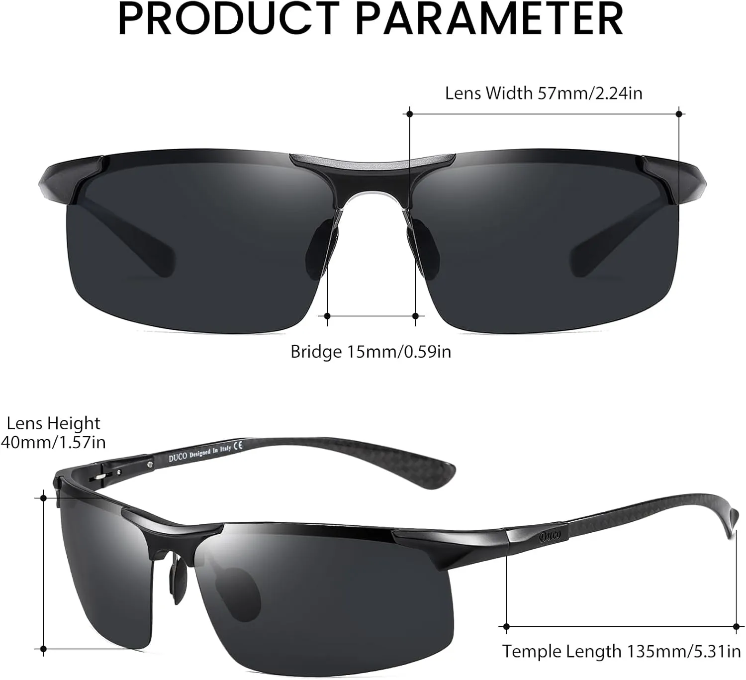 DUCO Mens Sunglasses Polarized Sports Fishing Running Driving Carbon Fiber Sunglasses for Men UV400 Protection DC8277