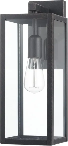 GLOBE Electric 44837 1-Light Outdoor Indoor Wall Sconce, Brushed Dark Bronze, Clear Glass Shade, Back Porch Lights, Front Patio, Garage Fixture, Exterior Lighting for House