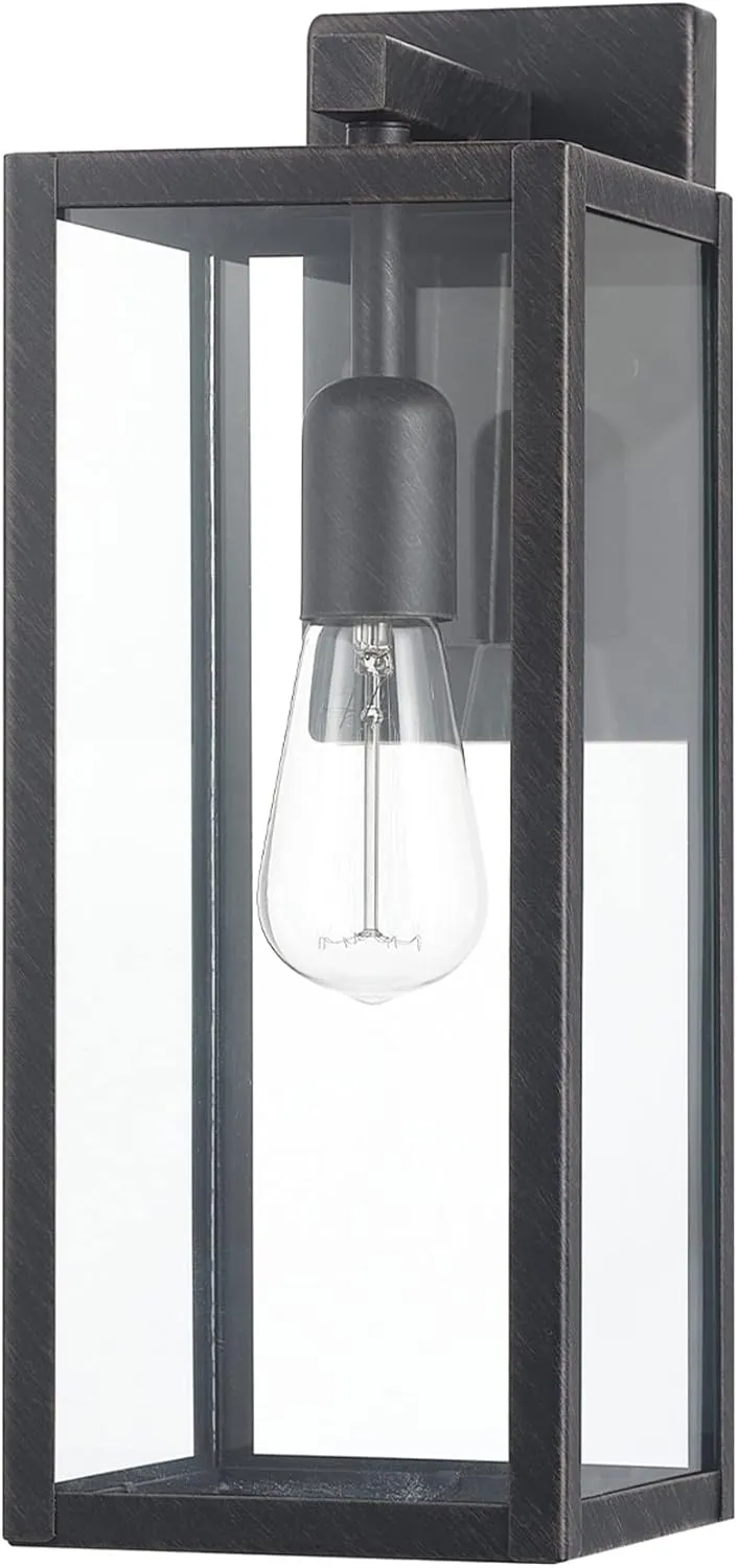GLOBE Electric 44837 1-Light Outdoor Indoor Wall Sconce, Brushed Dark Bronze, Clear Glass Shade, Back Porch Lights, Front Patio, Garage Fixture, Exterior Lighting for House