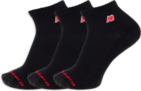 New Balance Patch Logo Ankle Socks-3 Pairs-Cushioned Moisture Wicking
