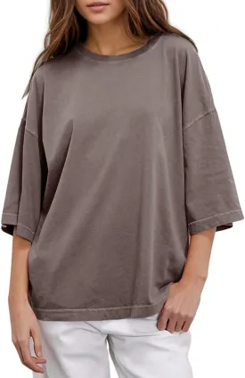 UNCLECAT Womens Oversized T Shirts Summer Trendy 3/4 Sleeve Tops Crew Neck Loose Fit Workout Tee Clothes