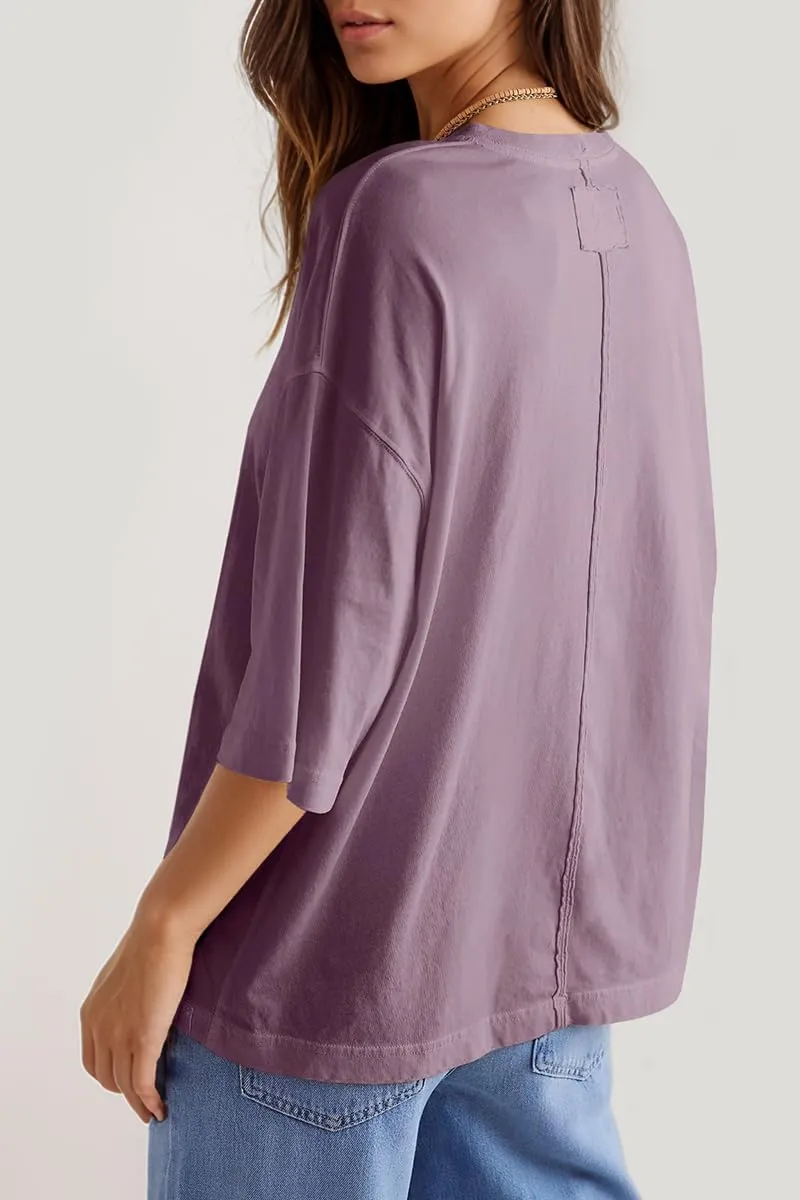 UNCLECAT Womens Oversized T Shirts Summer Trendy 3/4 Sleeve Tops Crew Neck Loose Fit Workout Tee Clothes