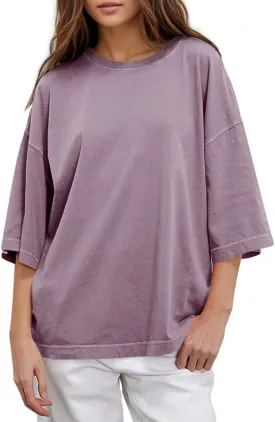 UNCLECAT Womens Oversized T Shirts Summer Trendy 3/4 Sleeve Tops Crew Neck Loose Fit Workout Tee Clothes