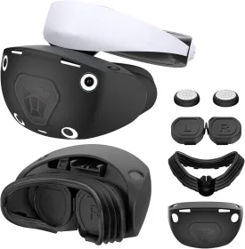 VR Protector Set for PlayStation VR2: Silicone PSVR2 Headset & Face Cushion Cover, Lens Dust Cover & 2 Pack Controller Thumb Grips for PS5 VR Vita Accessories - Sweatproof & Washable