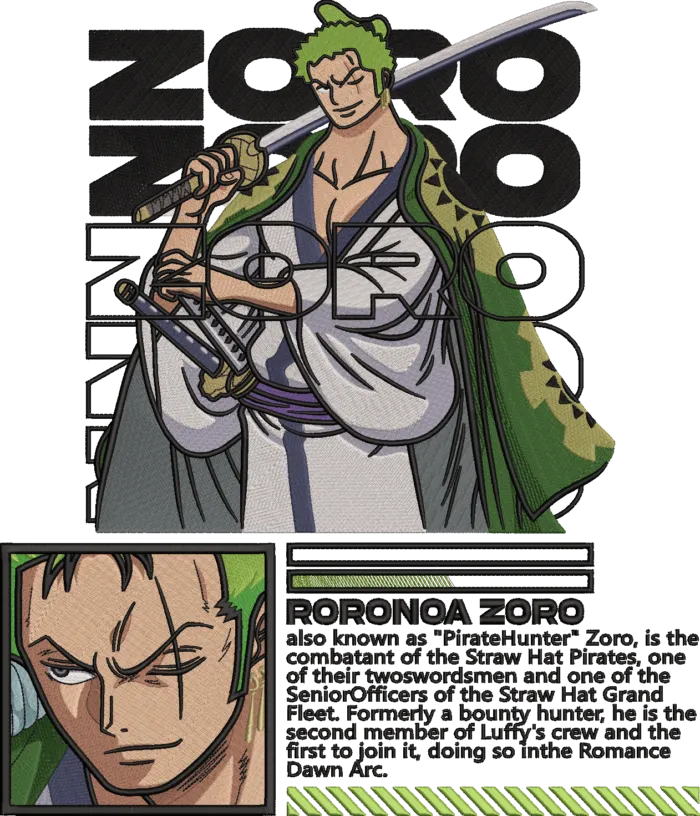 Zoro the "Pirate Hunter" Embroidery Hoodie
